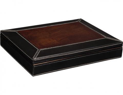 Savoy Leather and Black Lacquered Wood 20ct Humidor